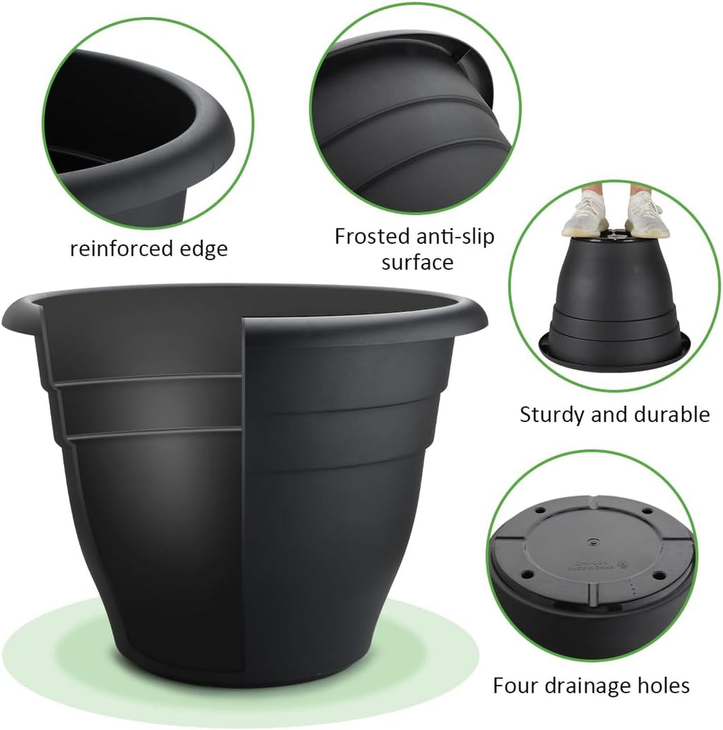 RooTrimmer 3 Pack 20 Inch Large Plant Pots for Outdoor,Heavy Duty Extra Large Deep Garden Planter with Drainage