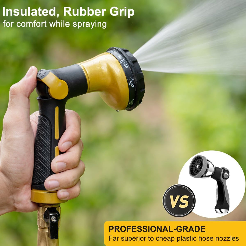 FANHAO Heavy Duty Garden Hose Nozzle, Metal Hose Sprayer Easy Thumb Control | 8 Spray Patterns, Rustproof Water Nozzle