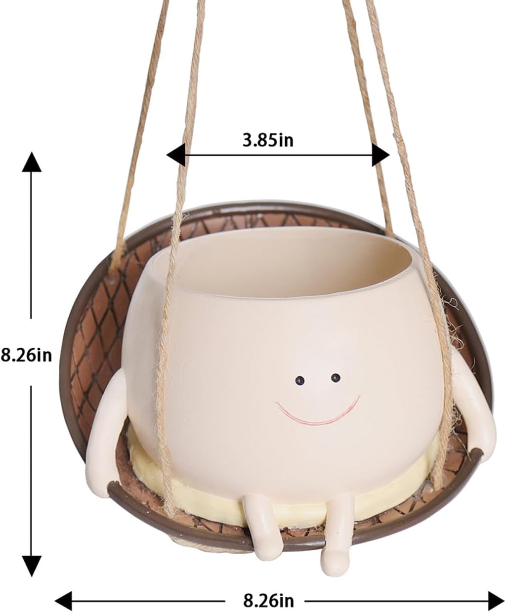 bestbear Hanging Swing Chair Planter Pot Resin Smiley Face Planter for Indoor Outdoor Plant Cute Head Flower Pots for