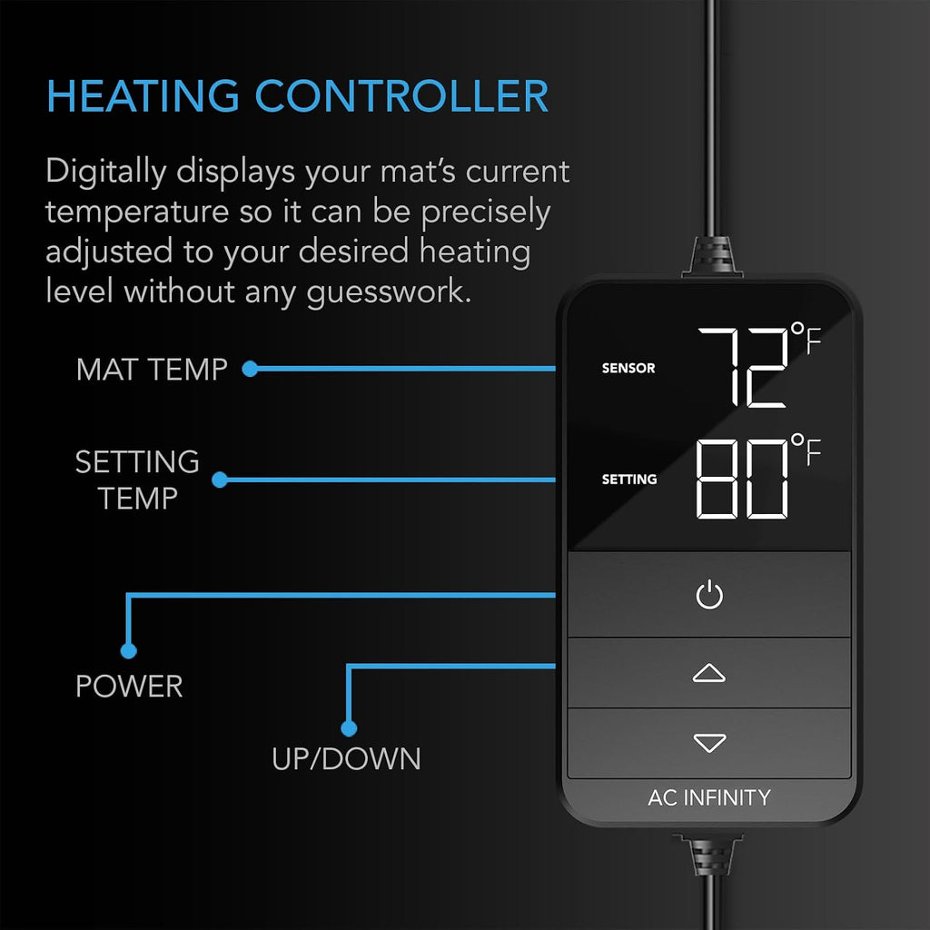 AC Infinity SUNCORE H7 Seedling Mat 120x50cm w/ Digital Thermostat Control | Provides Exact Temperature Levels