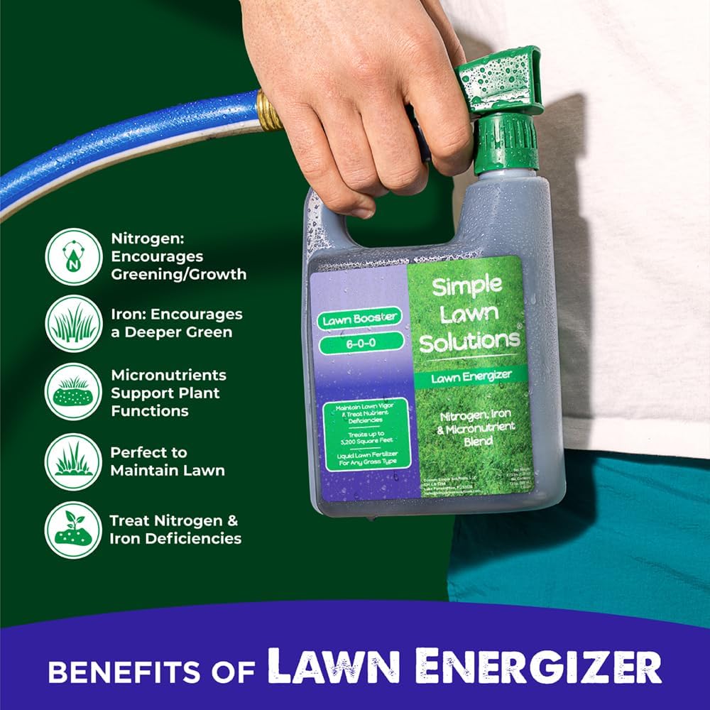 Commercial Grade Lawn Fertilizer with Iron- Liquid Fertilizer Spray- Nitrogen and Iron for Deeper Green Turf- Any Grass