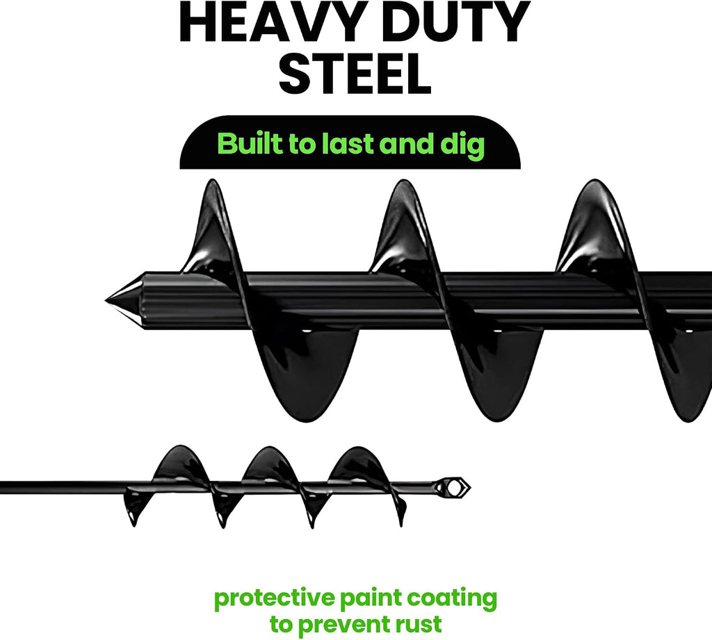 K-Brands Auger Drill Bit for Planting 2 Pack 1.6 x 16 Inch & 3.5 x 16 Inch Set – Garden Spiral Hole and Bulb Planter