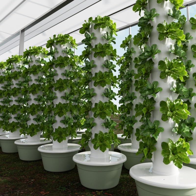 Vertical Hydroponic Grow Tower Aeroponic Tower for Fruits and Vegetables 9 Layer 36 Pots Planter with Water Tank and