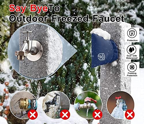 Outdoor Water Faucet Cover Socks for Winter Freeze Protection,Spigot Covers Winter Insulated,7.8" H x 6.2" W,Hose Bib Covers for Winter,Set of 4(Navy Blue)