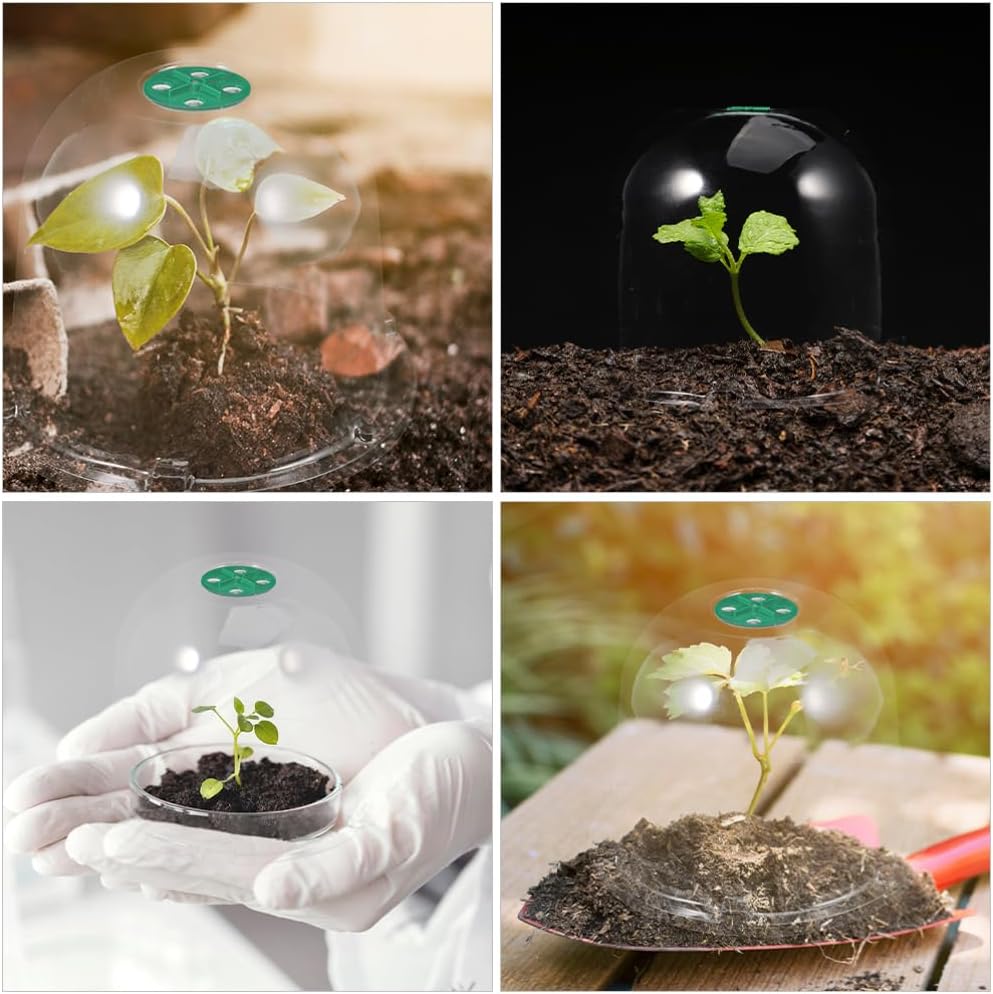 HANABASS 3 Pack Garden Cloche Dome, Plant Nursery Pot Cover, 8.2 x 10.2 Inch, Clear Plastic Plant Pot Domes for