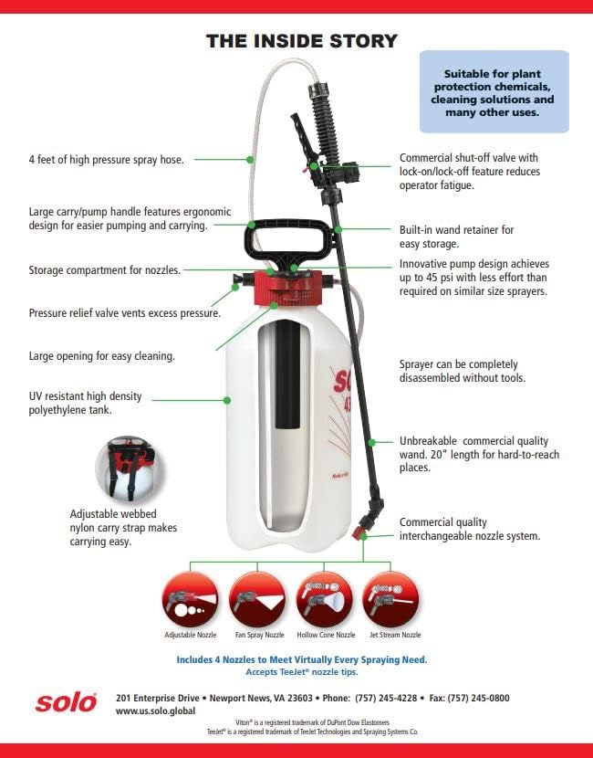 SOLO 430-2G 2-Gallon Handheld Sprayer with Viton® Seals in Key Locations