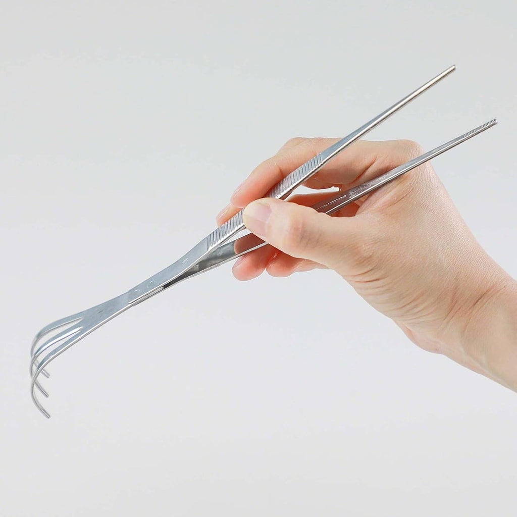 Wazakura 2 in 1 Bonsai Tweezers with Root Rake in Stainless Steel Made in Japan 8.6in (220mm), Professional Bonsai