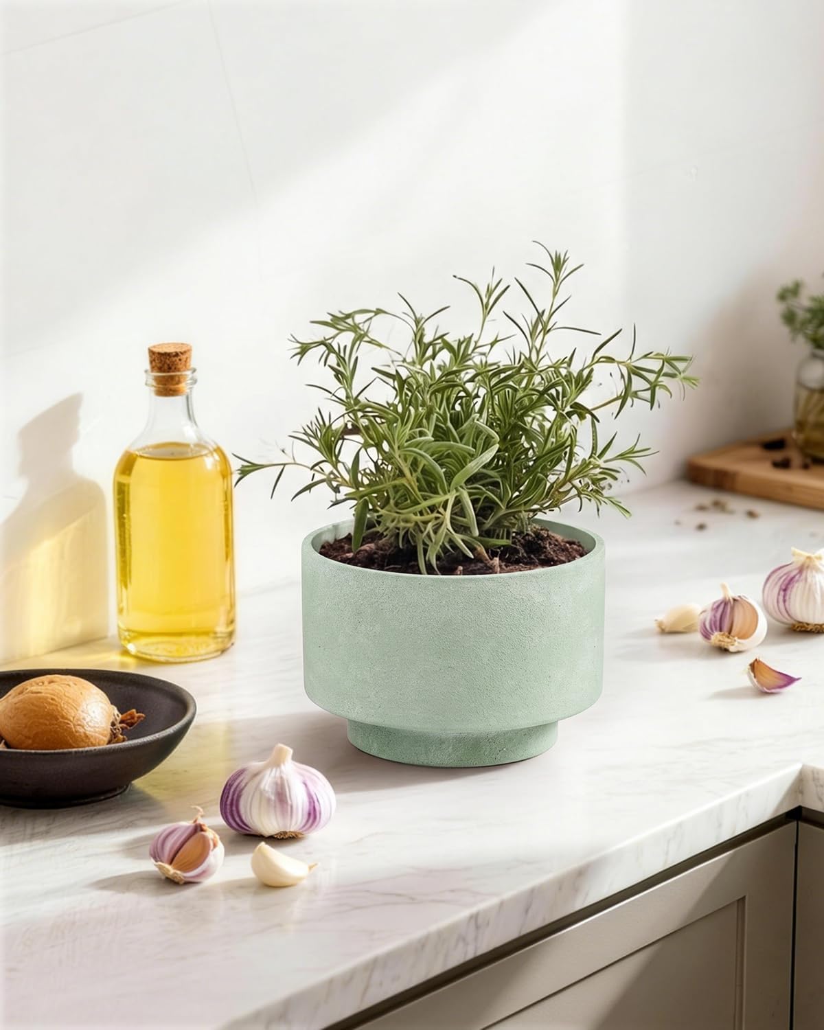 Succulent Pots, 8"+6" Plant Pots, Ceramic Planters for Indoor Plants | 2-piece set with drainage holes, hand-painted