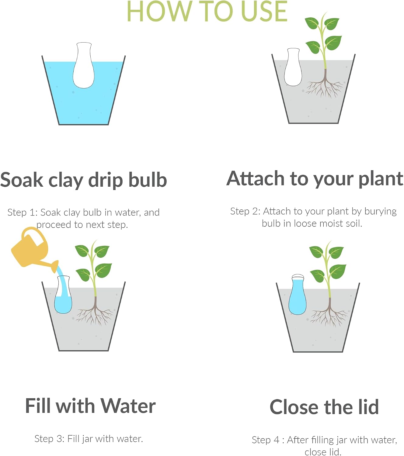 Ollas (Set of 4) | 12oz Terracotta Plant Watering Globes - Self Watering Planter Insert - Automatic Plant Watering