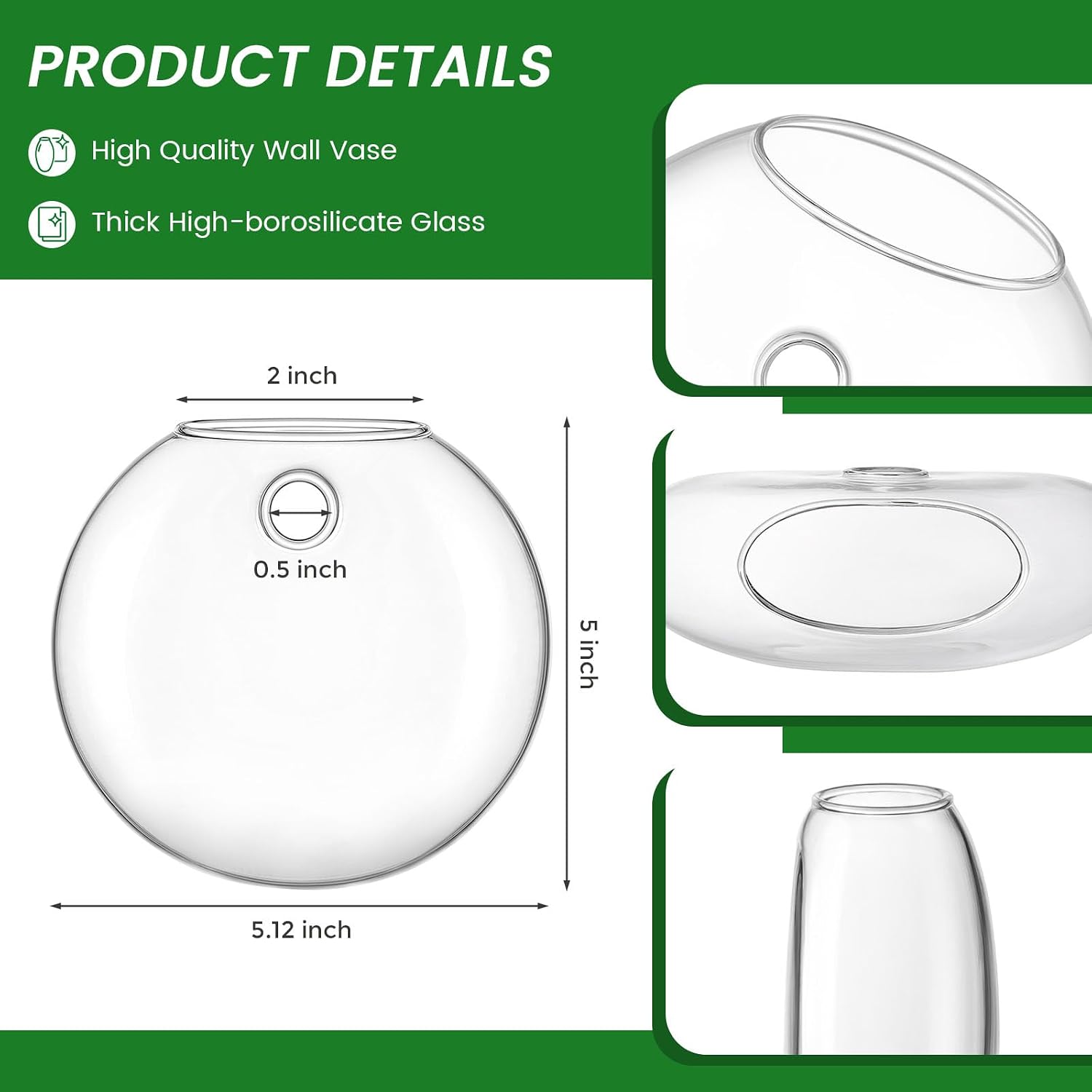 DomeStar Set of 6 Wall Vases, Wall Mounted Propagation Station | Hanging Glass Vases, Terrarium Station for
