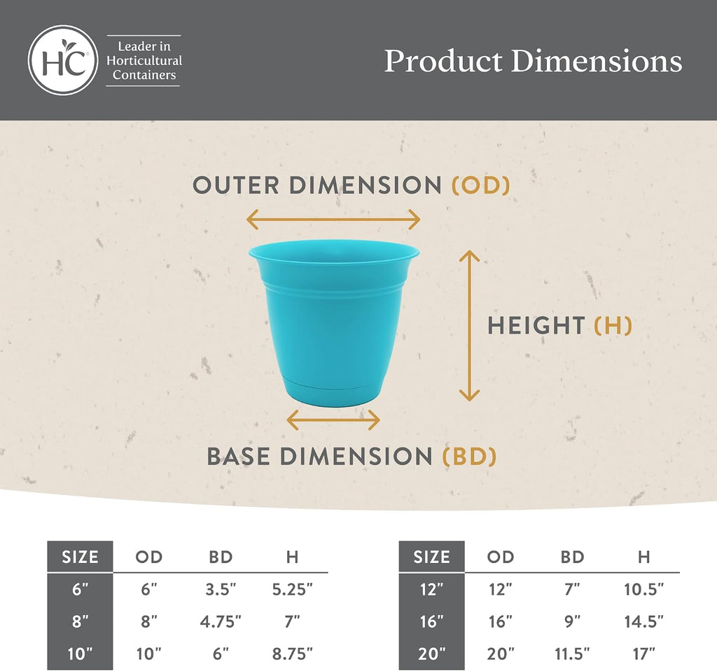 The HC Companies Eclipse Round Planter with Saucer - Outdoor & Indoor Plant Pot with Drainage Holes - Lightweight