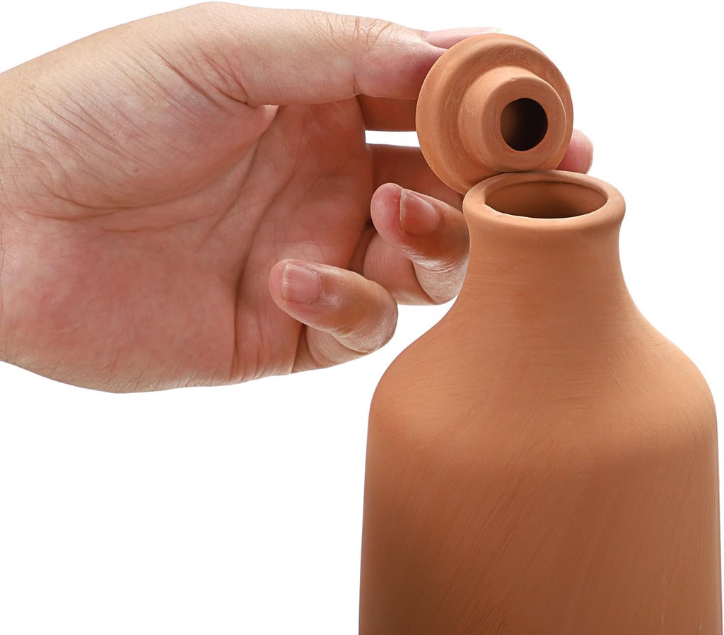 JUXYES 3 Pack Terracotta Self Watering Pots Watering System Planter Spikes | 25.3 oz Plant Watering Globes with Lid
