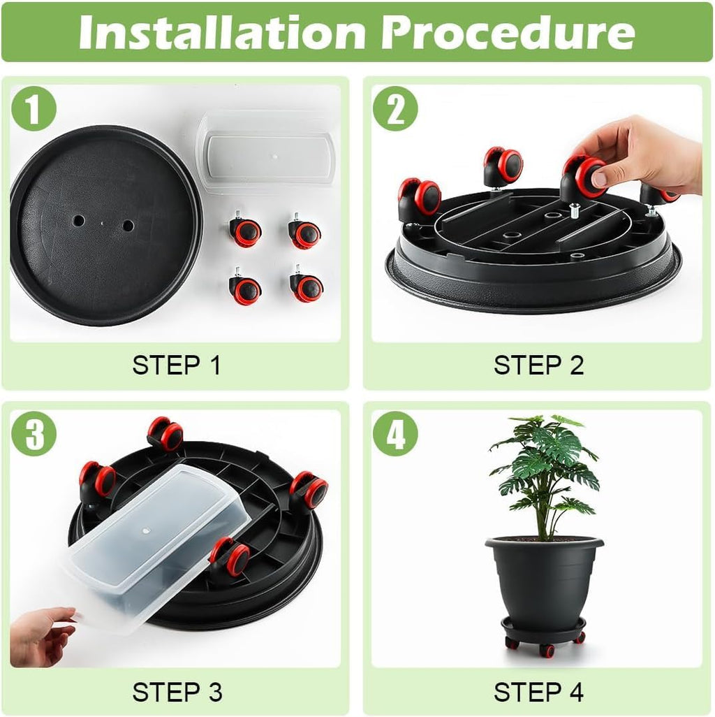 RooTrimmer 3 Pack 20 Inch Large Plant Pots with 13.5 Inch Rolling Saucers,Heavy Duty Planters with Wheels and Drainage