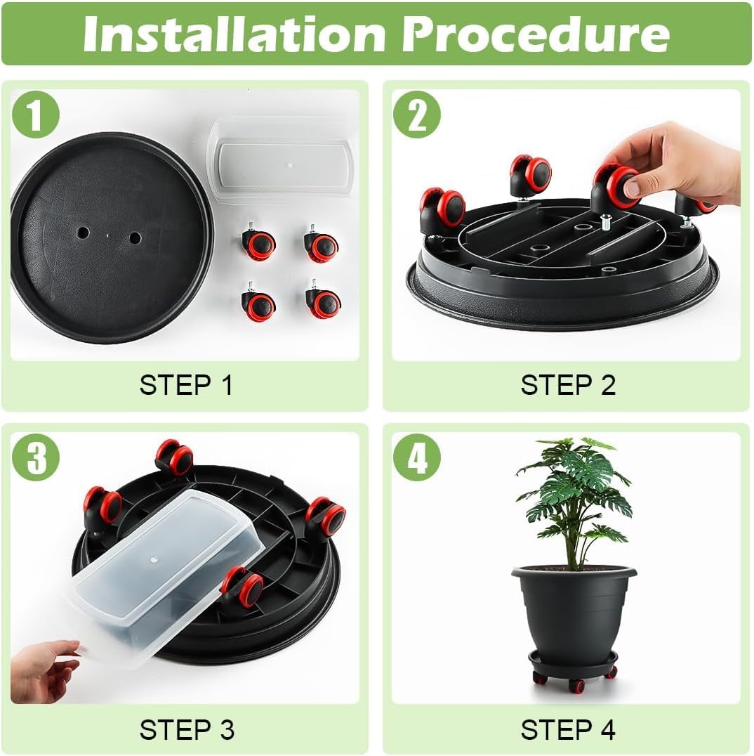 RooTrimmer 3 Pack 20 Inch Large Plant Pots with 13.5 Inch Rolling Saucers,Heavy Duty Planters with Wheels and Drainage