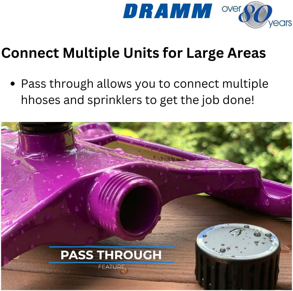 Dramm ColorStorm Gear Drive Sprinkler on Heavy Duty,Durable Metal Base, 4 Patterns, Ideal for Small, Medium & Large