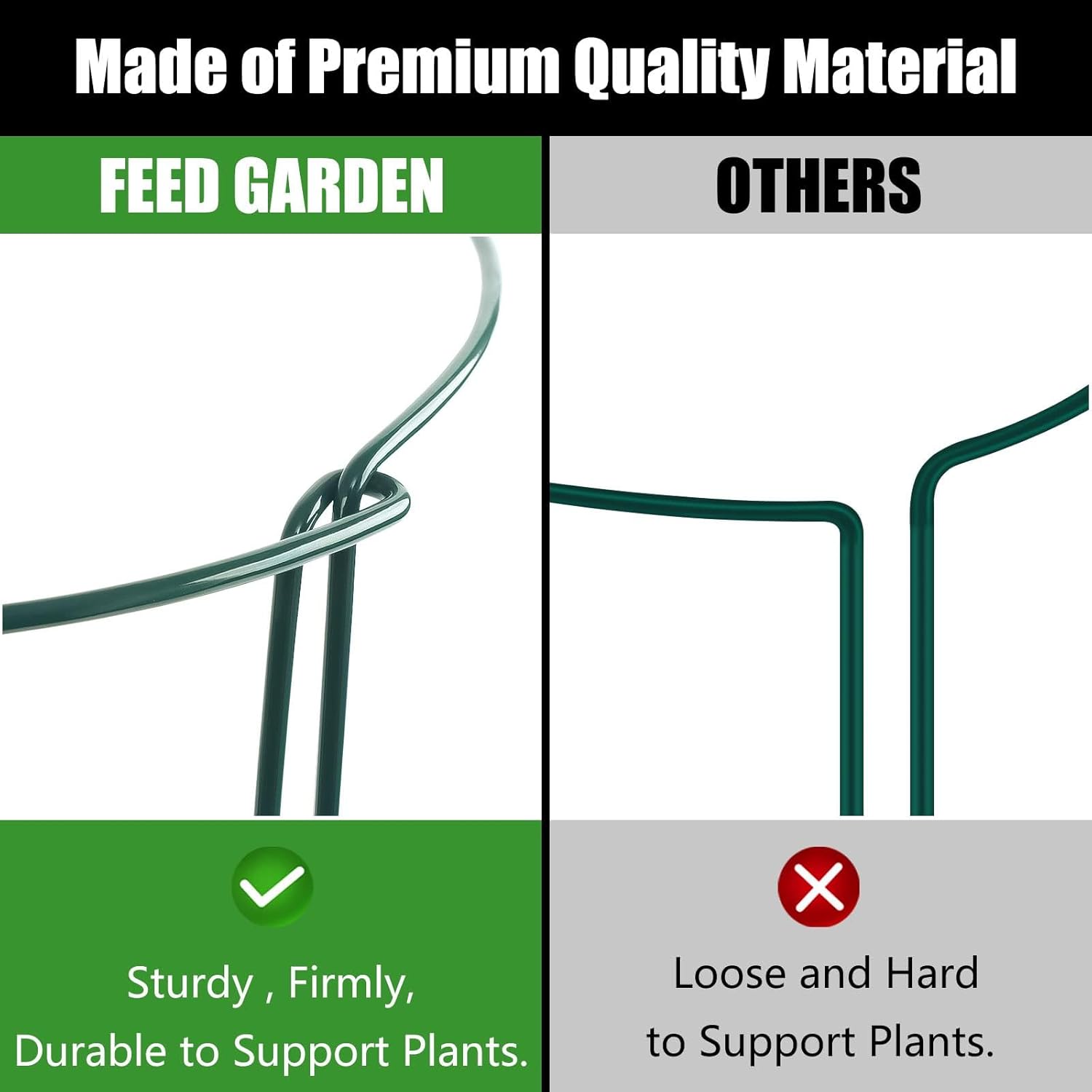 12 Pack Plant Support Stakes, Peony Cages and Supports, Metal Garden Plant Stake(10" Wide x 16" High) Green Half Round