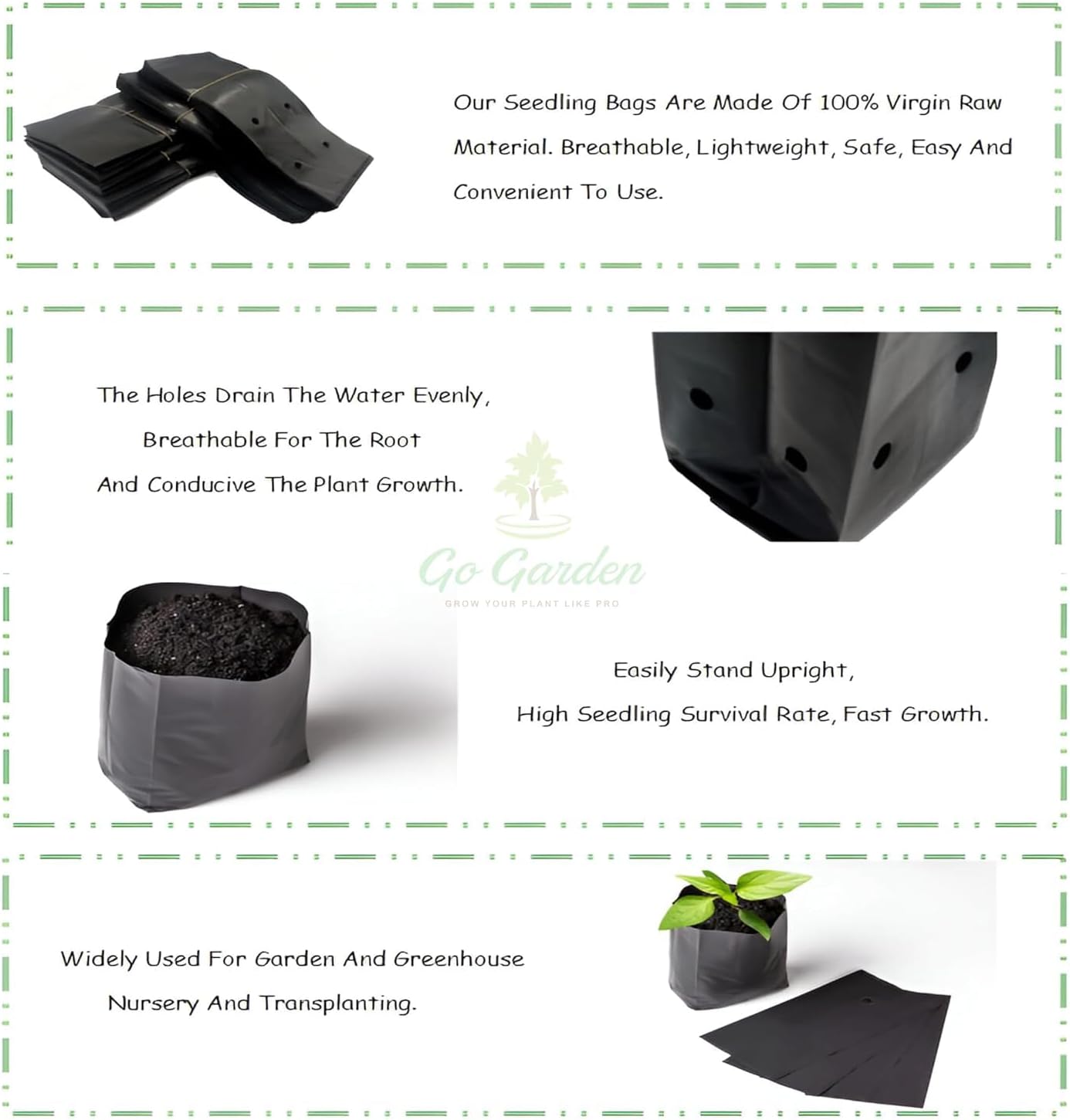 Go Garden Big Grow Bags 24"x24" for Home, Terrace, and Balcony Gardening | Pack of 12 | Ideal for Vegetable Plants and