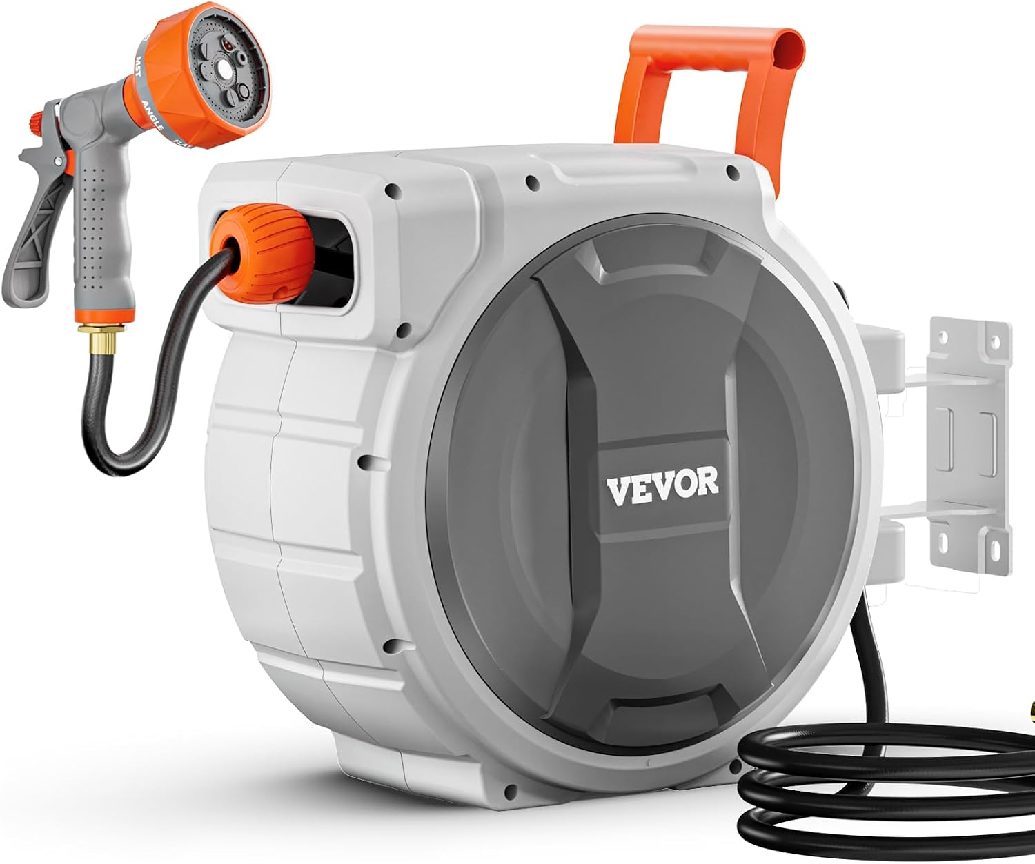 VEVOR Retractable Garden Hose Reel, 5/8 Inch x 100 ft Wall Mounted Hose Reel, Heavy Duty Garden Hose Reel with 9