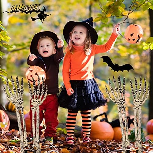 4 Pack Lighted up Skeleton Arm Stakes, Halloween Outdoor Decor