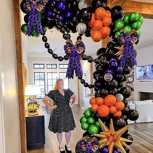 TONIFUL Halloween Burlap Bow - Purple Spider, 20 Inch x 12 Inch, Perfect for Wreaths, Front Doors, Trees, Parties, Weddings, Festivals, Indoor/Outdoor Use