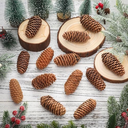 Canlierr 50 Pcs Christmas Natural Hanging Pine Cones Pinecone Tree Ornament