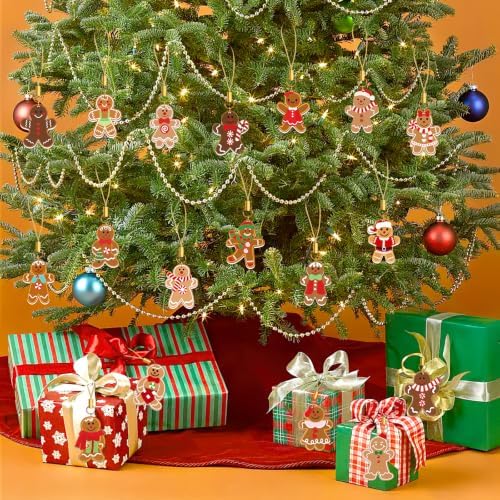 36 Pcs Mini Gingerbread Man Ornaments, Acrylic Christmas Tree Decor