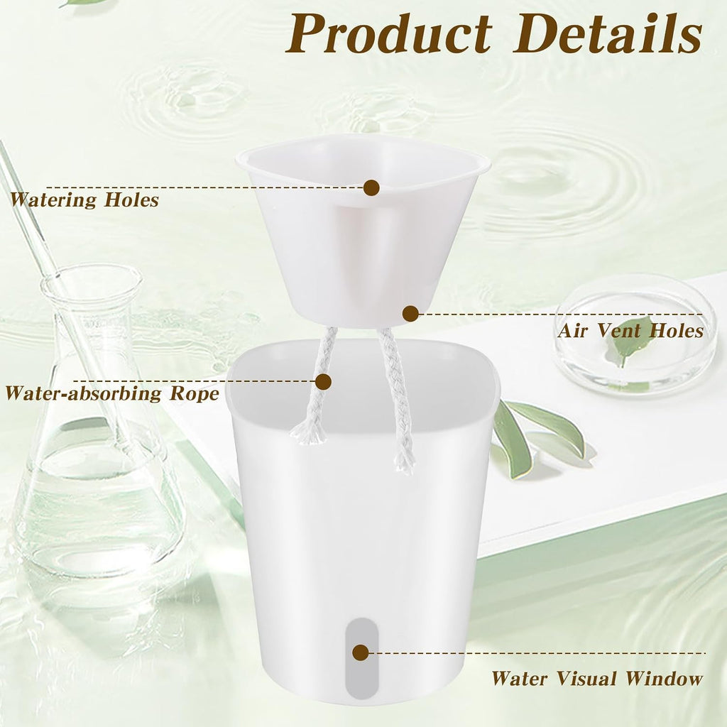 4 Inch Self Watering Pots for Indoor Plants,10 Sets Self Watering Planter Pots with Visual Water Level Window and
