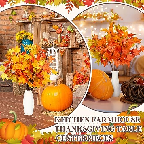 Zeyune 36 Pcs 20.5“ Fall Leaves Artificial Autumn Maple Leaves Stems Bulk
