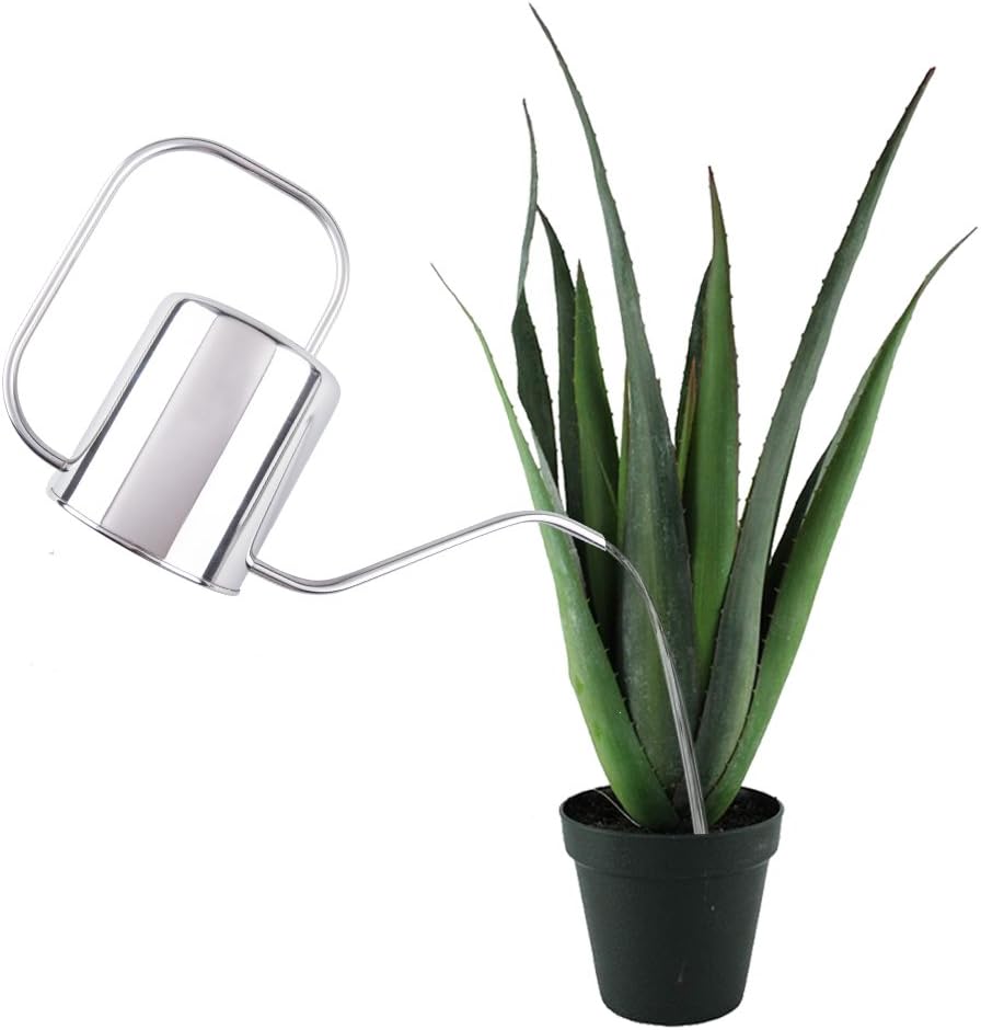Fasmov 51 Oz Stainless Steel Watering Can Modern Style Watering Pot, Watering Can with Long Spout for Easy Pour, Water