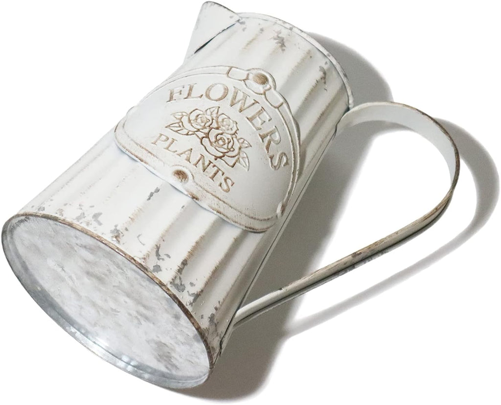 Galvanized Pitcher Antique Watering Can Retro Jug Metal Vase Rustic Vintage Primitive Pitcher Farmhouse Country Plant