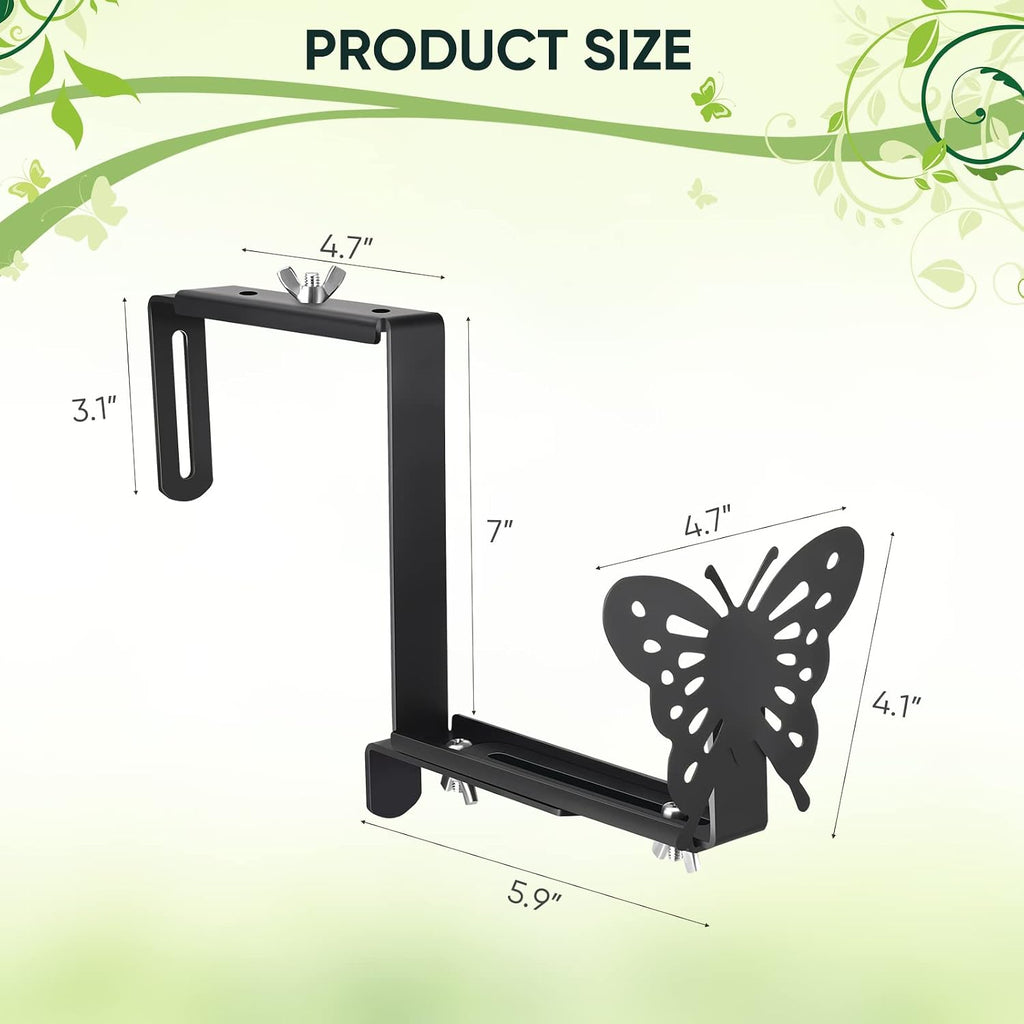 VIVIKEN Planter Box Bracket, Adjustable Window Box Holder with Butterfly | Hanging Flower Pot Stand Brackets for