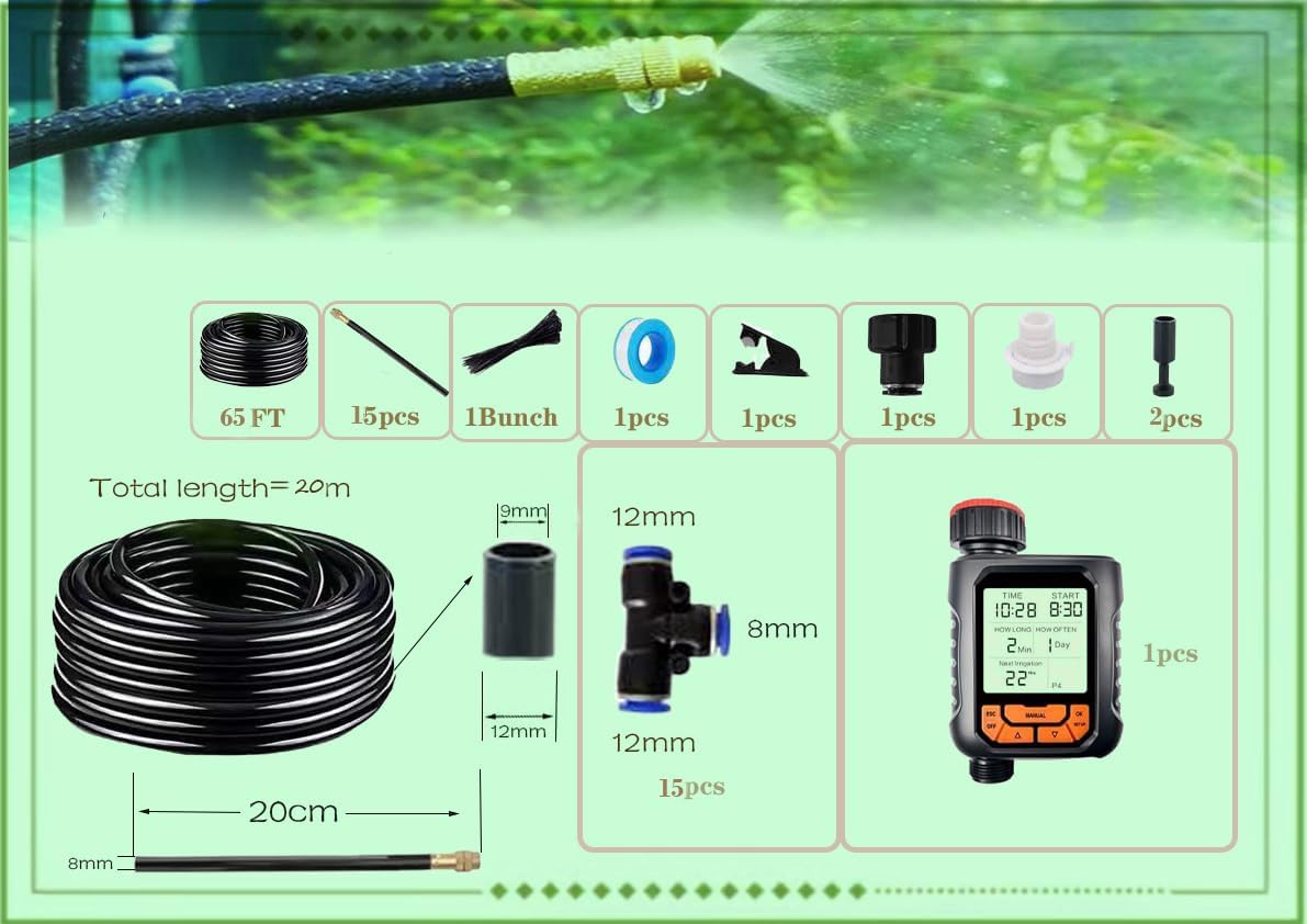 New drip Irrigation kit, Automatic Garden Watering System, Quick Connector and 360-degree Bending Dropper atomizing