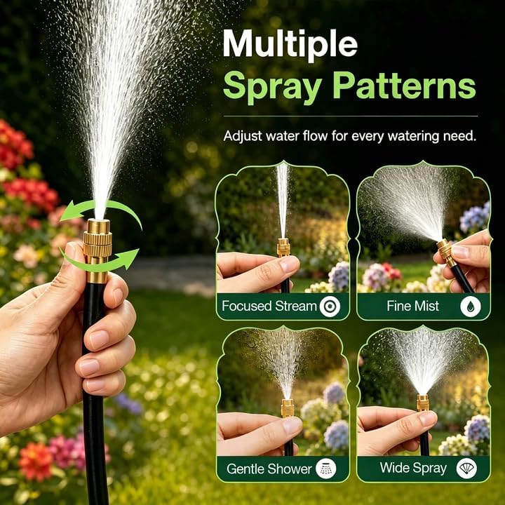 Pro-Series Drip Irrigation System, 200FT 1/4" Garden Watering System with 32pcs 360° Bendable Copper Nozzles, Leak-Free