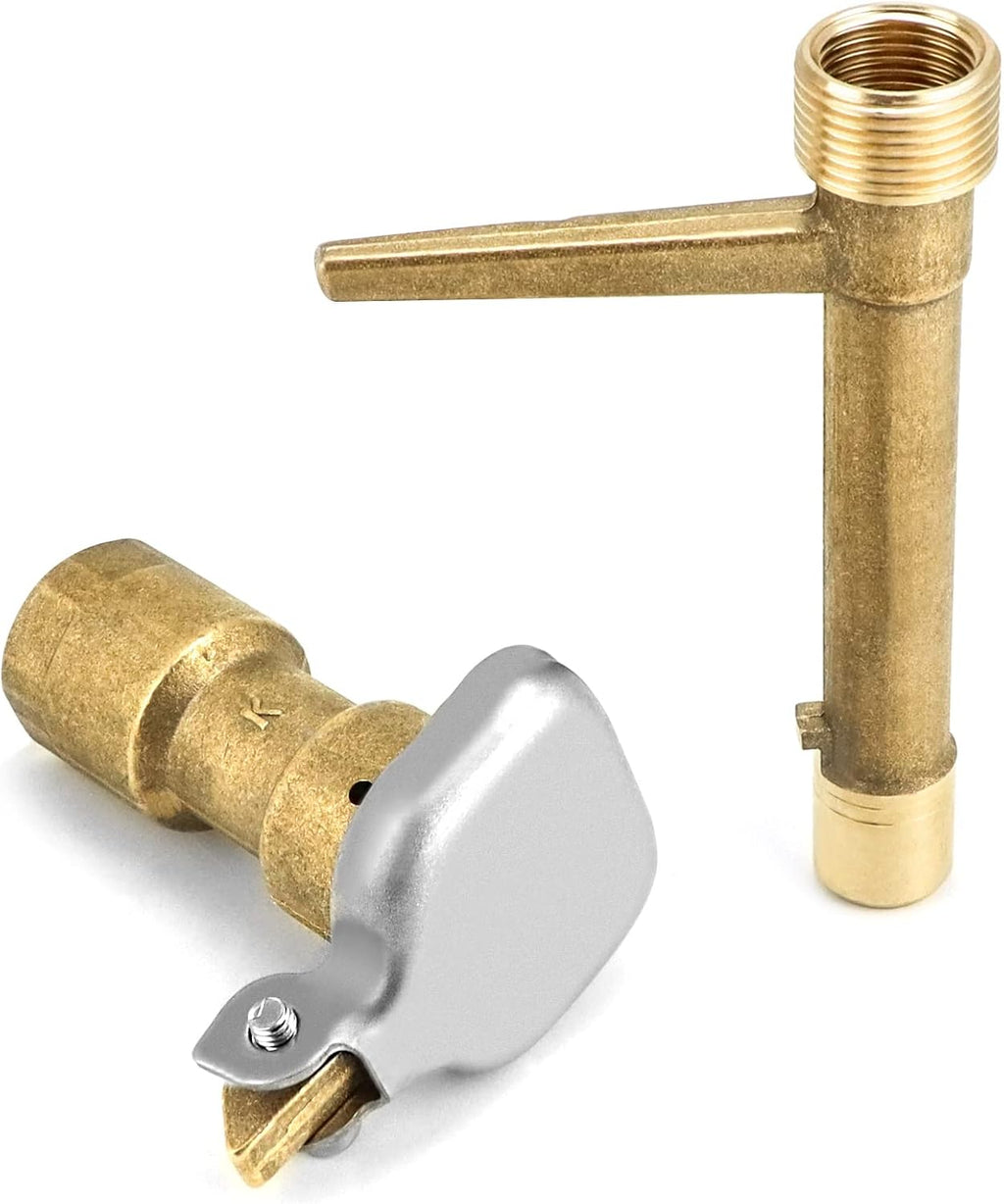 QWORK 2 Sets G3/4 BSP Brass Quick Coupler Valves – Compatible Keys for Lawn, Garden & Irrigation Systems