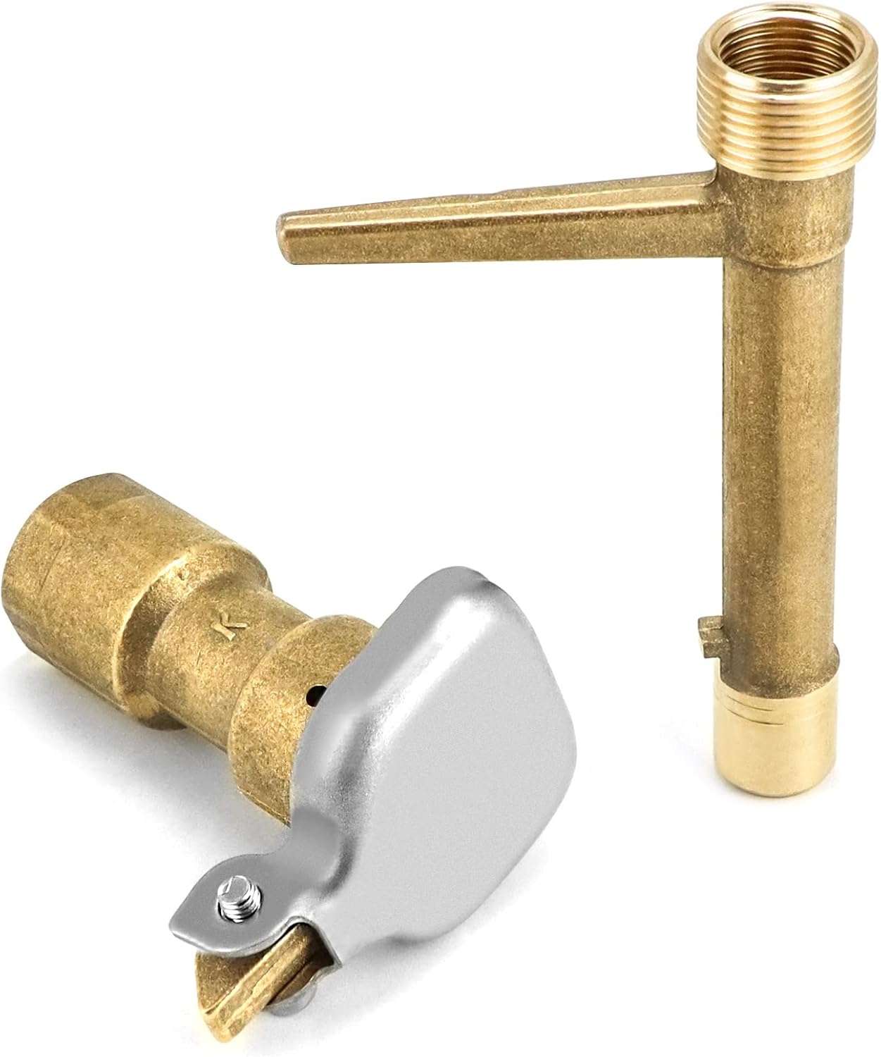 QWORK 2 Sets G3/4 BSP Brass Quick Coupler Valves – Compatible Keys for Lawn, Garden & Irrigation Systems