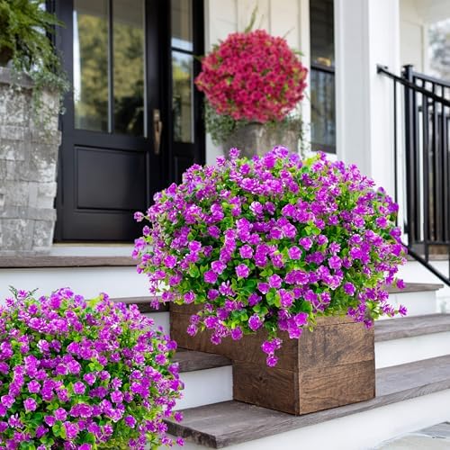 AXYLEX Artificial Flowers for Outdoors, 12 Bundles Fake Plants (Magenta)