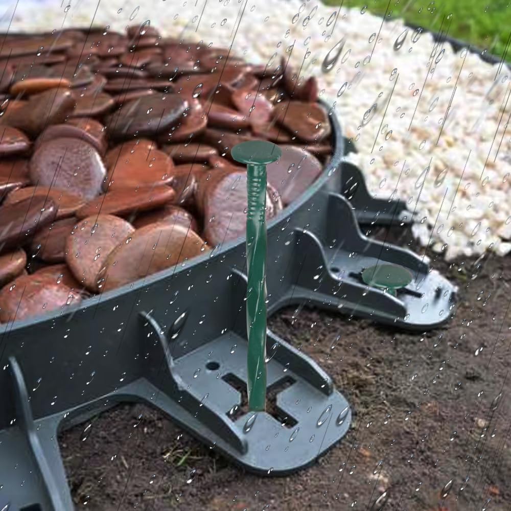 Bakulyor 50 Pack Metal Landscape Stakes, 8 Inch Artificial Grass Nails, 6 Gauge Large Landscaping Staples, Green Edging