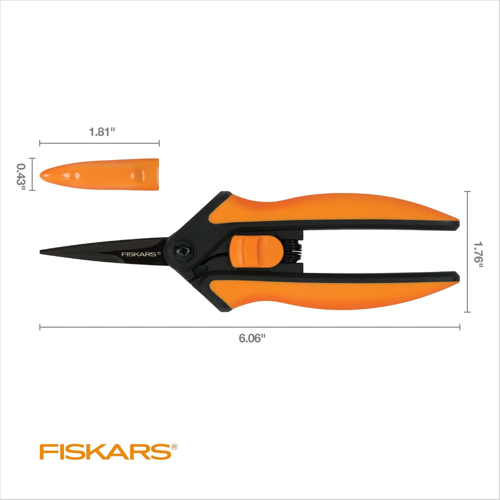 Fiskars 6" Non-Stick Pruning Snips, Resin-Resistant Garden Scissors, 2-Pack | Garden Shears for Weeds, Flower Buds &