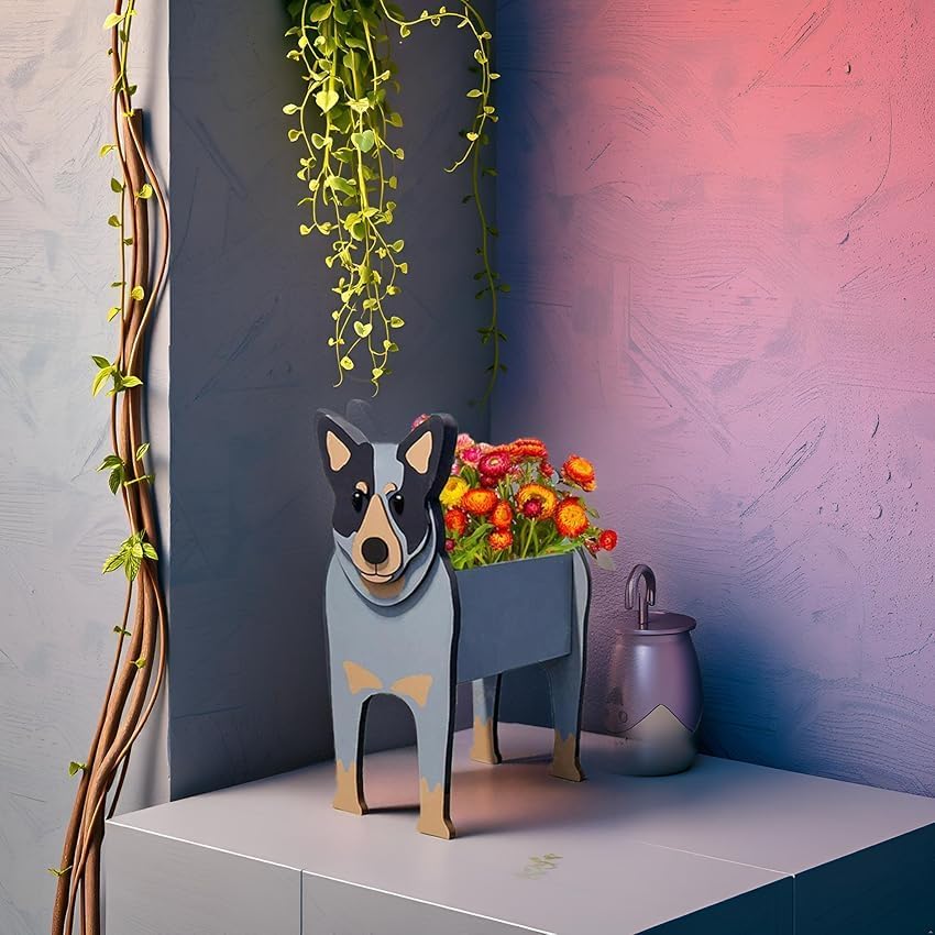Australian Cattle Dog Planter Pots, Animal Shaped Flower Pot | Large Cute Plant Gift for Women and Pet Lovers, Indoor
