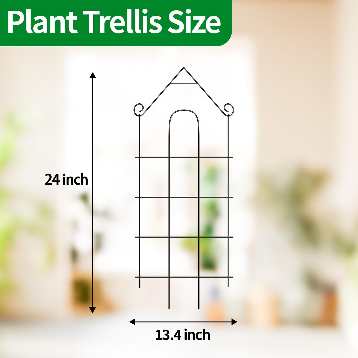 24" Plant Trellis, 6 Pack Metal Garden Trellis for Potted Plants Indoor/Outdoor, Rust-Proof Sturdy Steel Trellis for