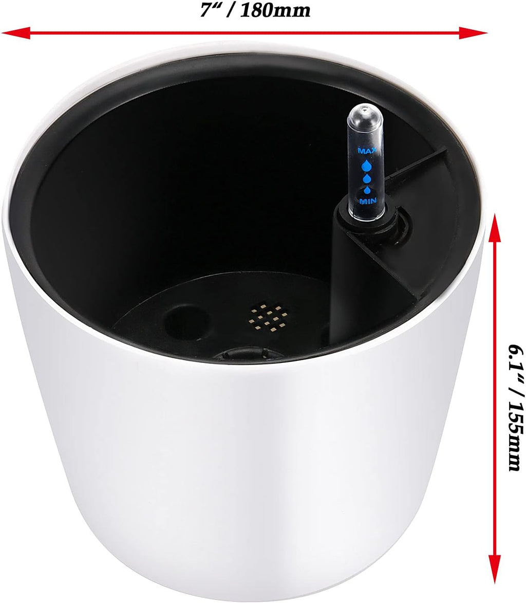 JOIKIT 4 Pack 7 Inches Self Watering Planter, White Plant Flower Pots with Water Level Indicator, Self Watering Pots
