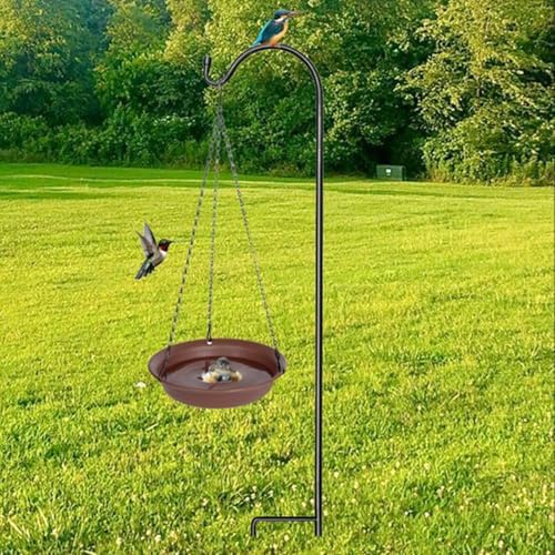 VUWEZ Hanging Bird Bath, Hanging Bird Water Feeder for Outdoors, Feeder Bowl, 1 Pack Birdbath Tray Accessories for Outside, Plastic Birdbaths Tray for Garden Patio Decoration (12", Chocolate)
