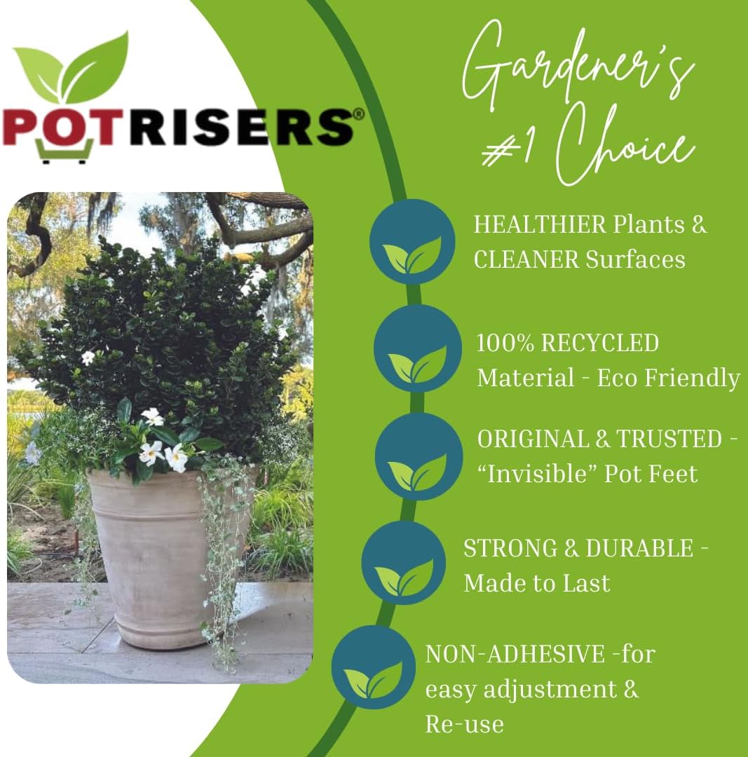 32 Pack Standard 1" Wide x 1/2" Tall Value Pack | Invisible Pot Feet & Plant Risers | Drainage & Airflow for Planters