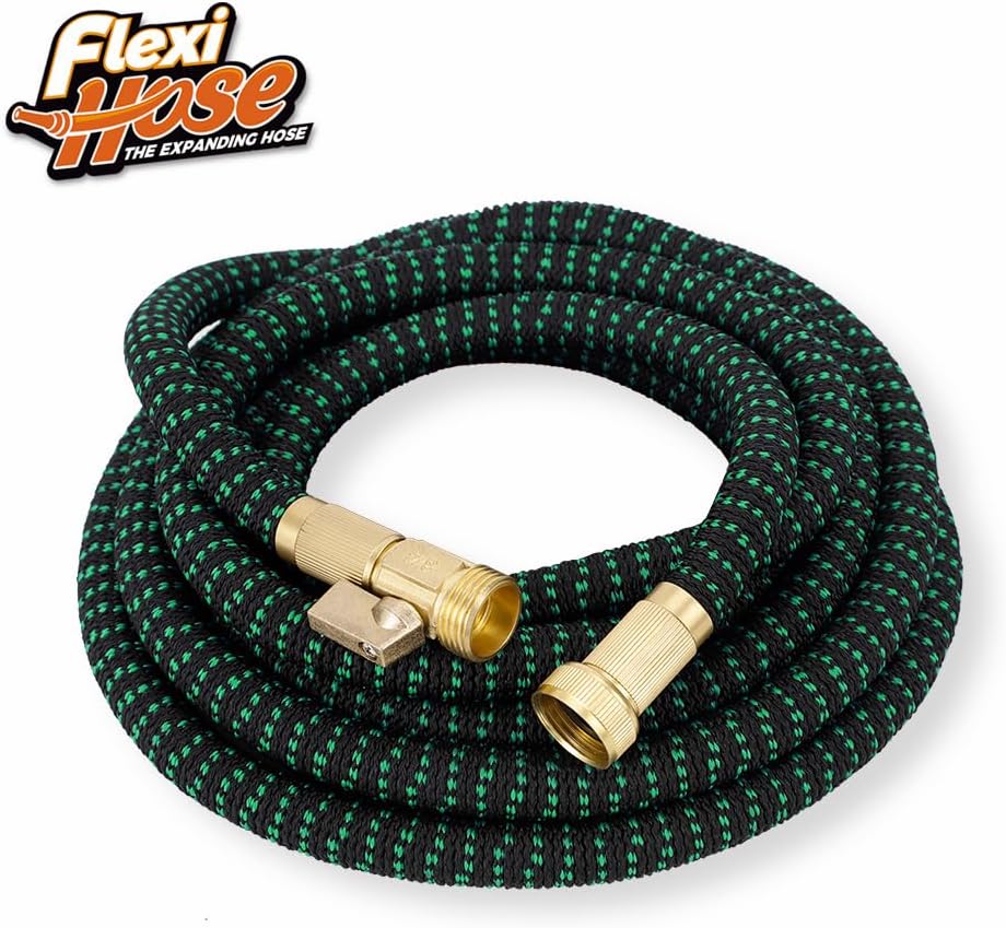 Flexi Hose with 8 Function Nozzle, 100FT - Lightweight Expandable Garden Hose, No-Kink Flexibility, 3/4 Inch Solid