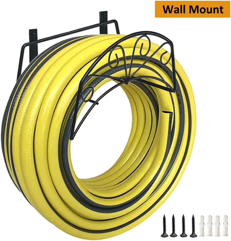 Garden Hose Holder, Water Hose Holder,Sturdy Hose Reel Holds, Metal Water Hose Stand for Outside -Wall Mount Or Hanger