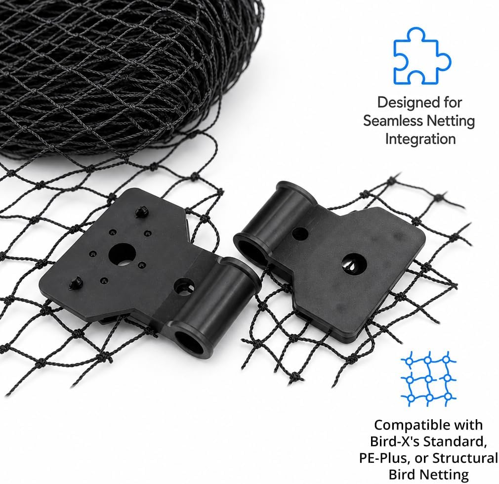 Bird-X Deterrent Netting Hardware, Plastic Clips, 250 Pieces (MTG-CASE), Black