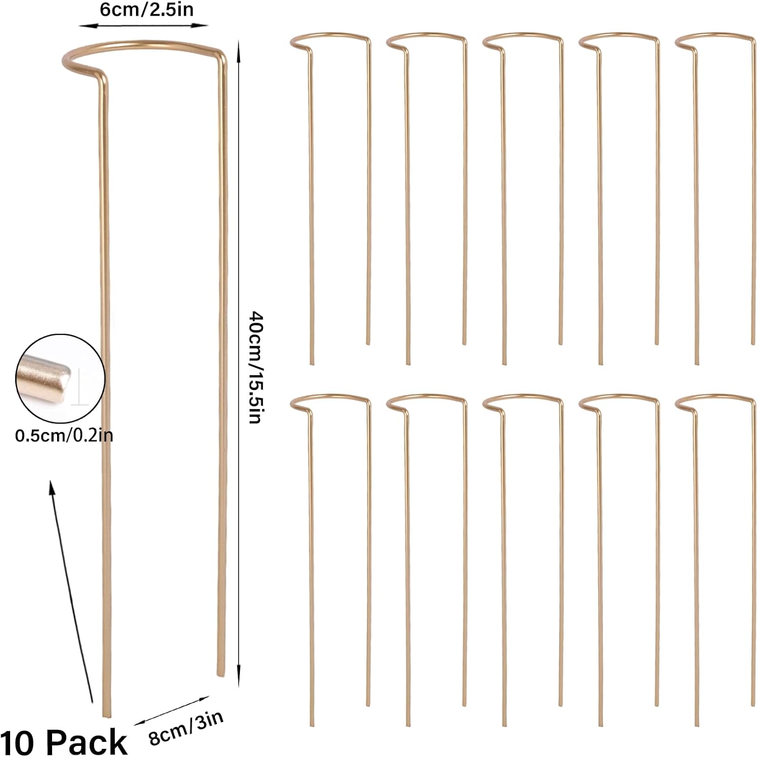 10 PCS Large Indoor Plant Stakes 15.5" Heavy Duty Metal Supports | Plant Supports for Outdoor & Indoor Plants, Durable