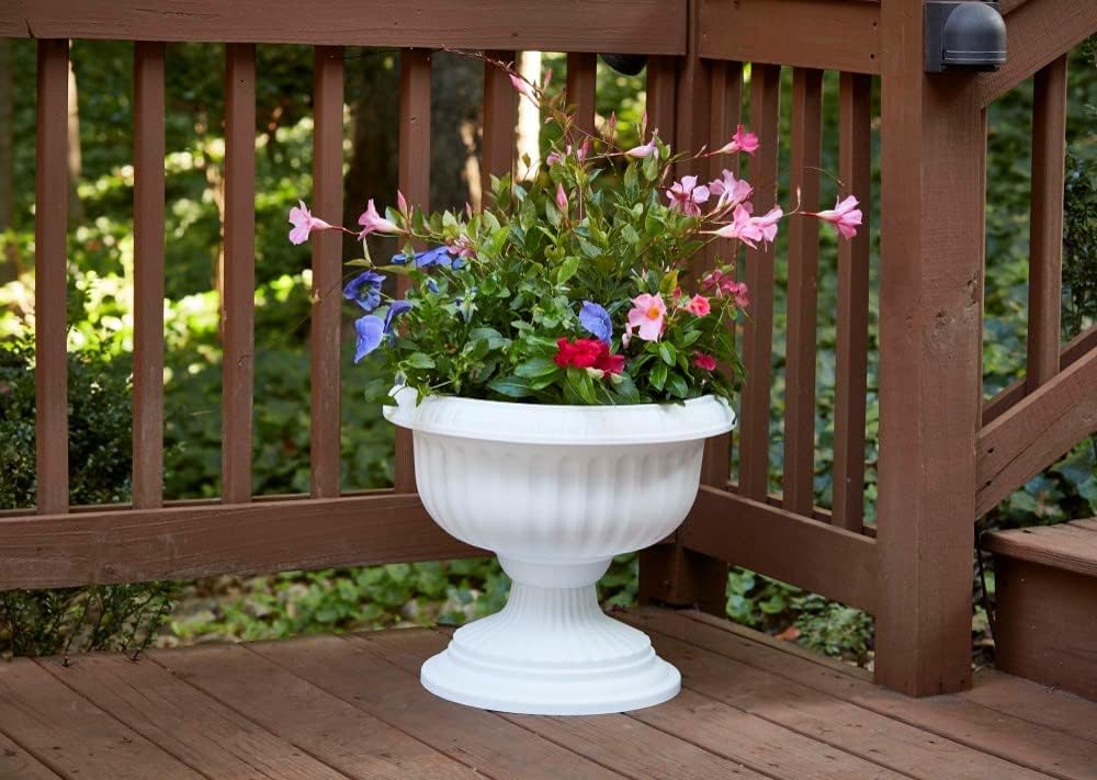 Southern Patio Dynamic Design 18 Inch Outdoor Home Resin Grecian Urn Versatile Planter Pot for Entryways and Backyard