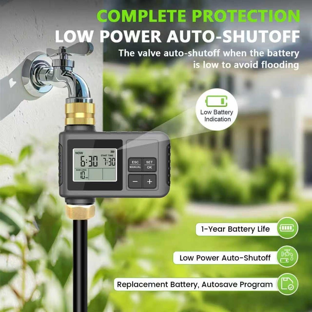 60FT Drip Irrigation System with Smart Water Timer | Brass Connectors, 360° Adjustable Nozzles and Bendable Tubing for