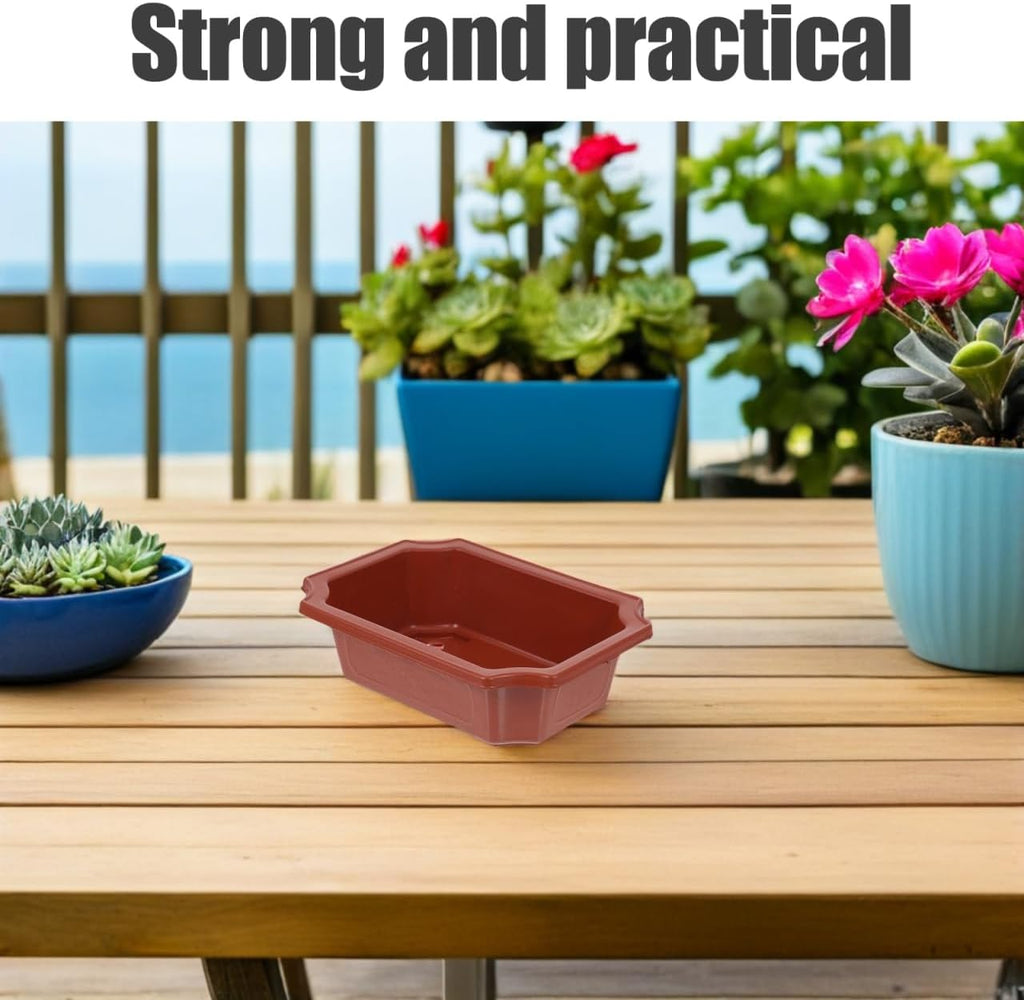 DOITOOL Rectangular Planter Bonsai Training Pot 10PCS Plastic Flower Plant Growing Pot Nursery s with Drainage Hole for